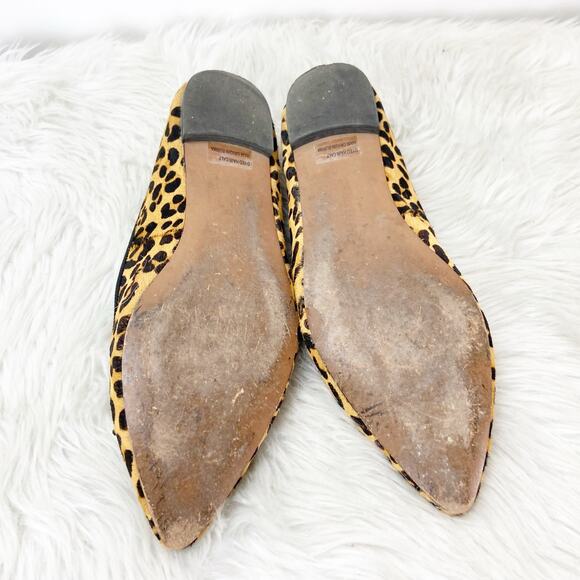 Banana Republic 7 Womens Cheetah Print Leather Sole Calf Hair Pointed Toe Flats - Picture 9 of 10